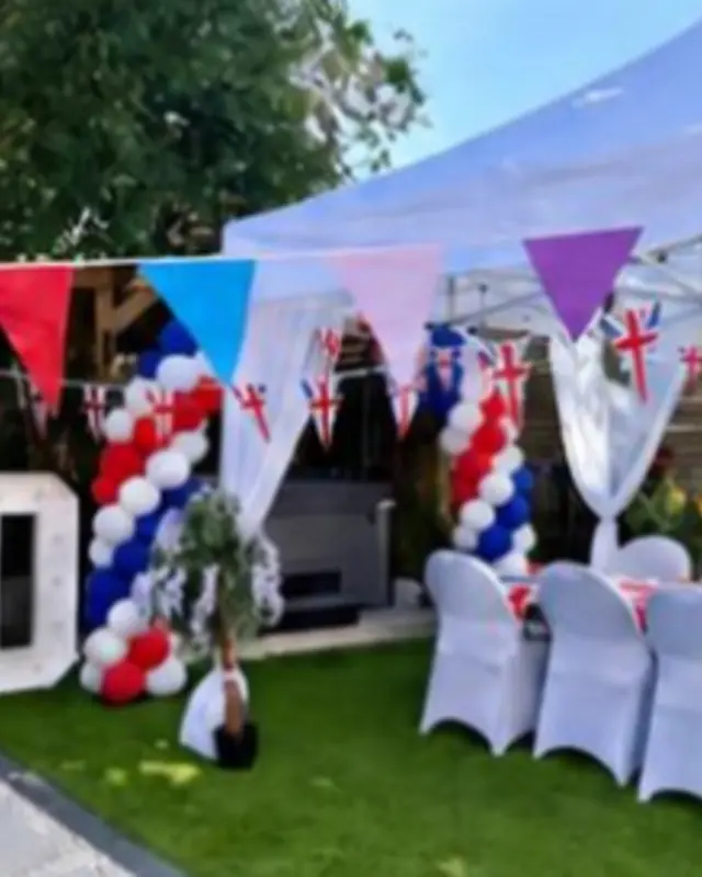 A 40th birthday garden party with bunting and Union Jack tables